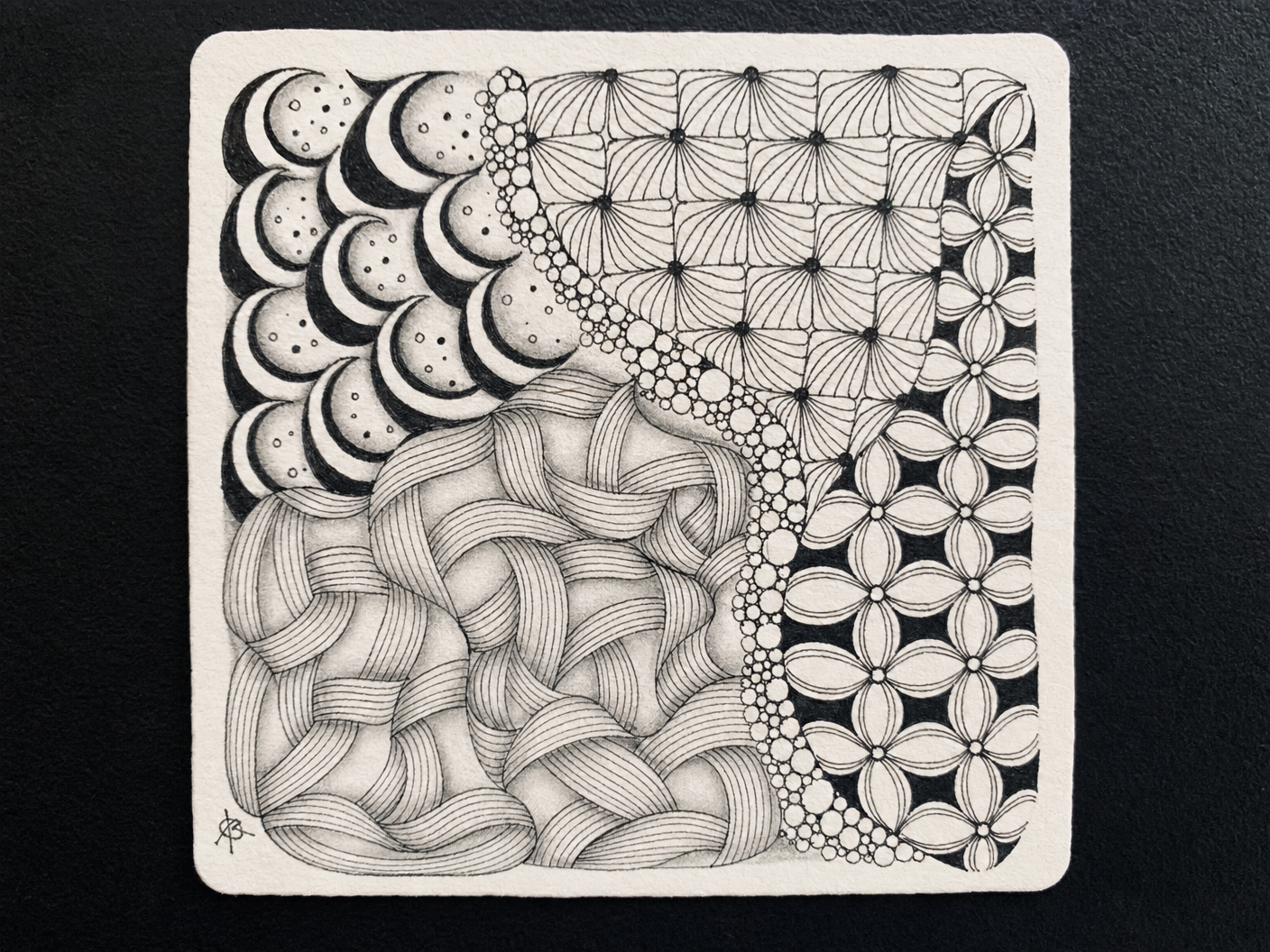 藤編 學員完成作品｜結合 Zentangle課程 與 酒精畫教學 主題